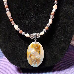 24" Handmade Stones and Shell Necklace